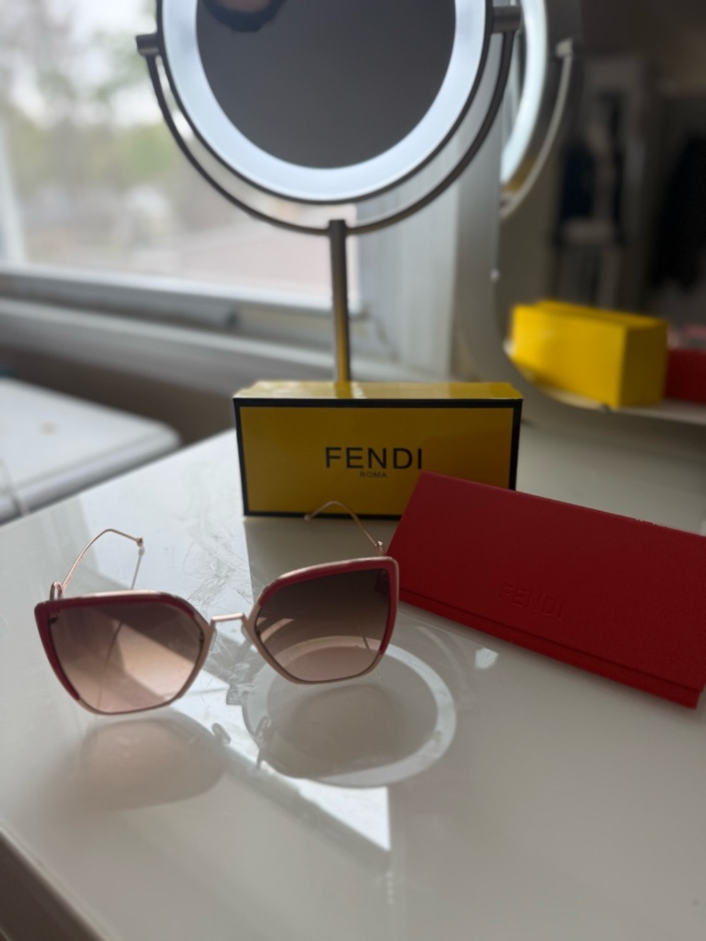 Fendi Women's Red-Pink Gradient Cat-Eye Sunglasses